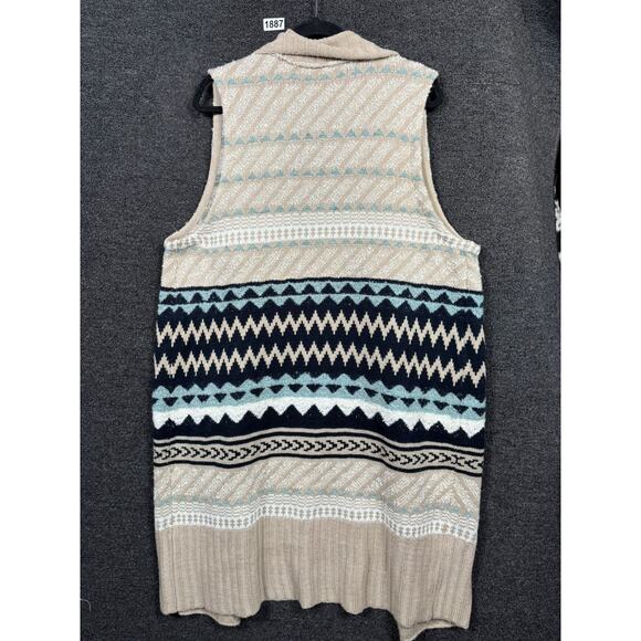 Chico's Wool Blend Open Cardigan Sweater Womens Sz 3 US XL Southwest Sleeveless - Picture 2 of 8